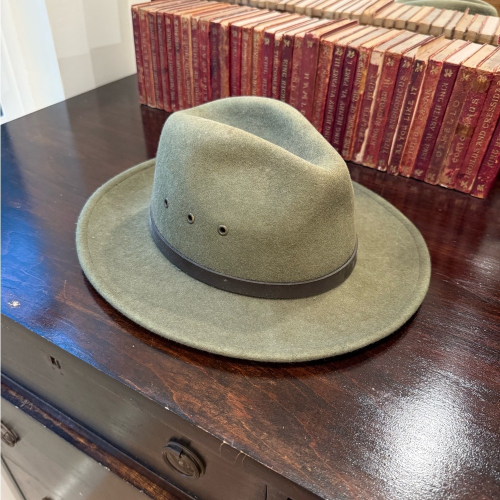 Men's Classic Olive Fedora Hat - Picture 3 of 5